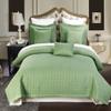 Blancho Bedding Luxury Sage Checkered Quilted Wrinkle Free Microfiber Multi-Piece Coverlets Set Full/Queen 6PC view 1