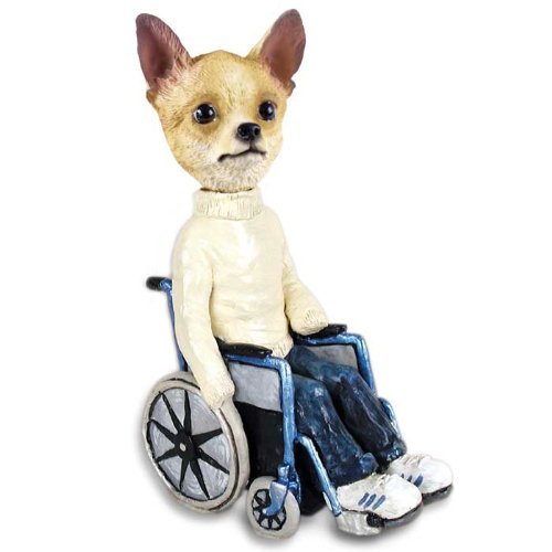 Chihuahua Tan/White Wheelchair Doogie Collectable Figurine
