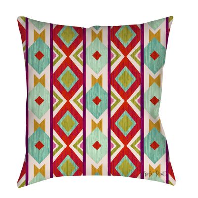 Manual Woodworkers & Weavers Square Indoor/Outdoor Pillow, 18-Inch, Ikat, Mint