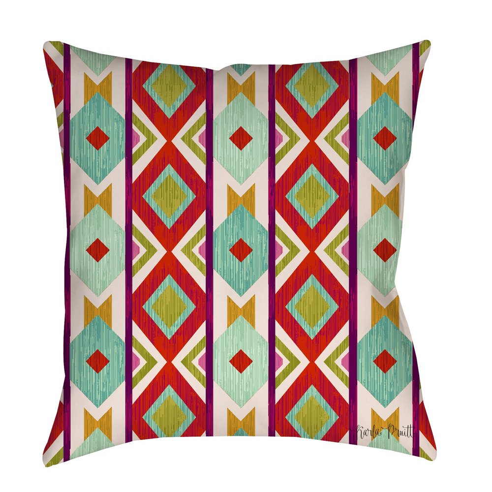 Manual Woodworkers & Weavers Square Indoor/Outdoor Pillow, 18-Inch, Ikat, Mint