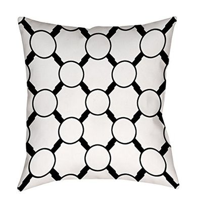 Manual Woodworkers & Weavers Square Throw Pillow, 16-Inch, Linked Dots, White/Black