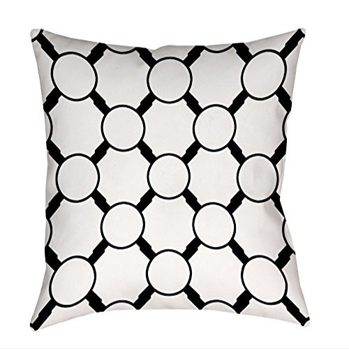 Manual Woodworkers & Weavers Square Throw Pillow, 16-Inch, Linked Dots, White/Black