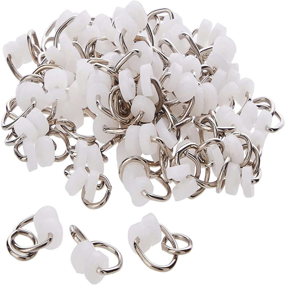 Merriway BH01601 Twin Wheel Curtain Track Rollers, Pack of 100 Smooth Gliding Replacement Rollers for Curtains & Tracks