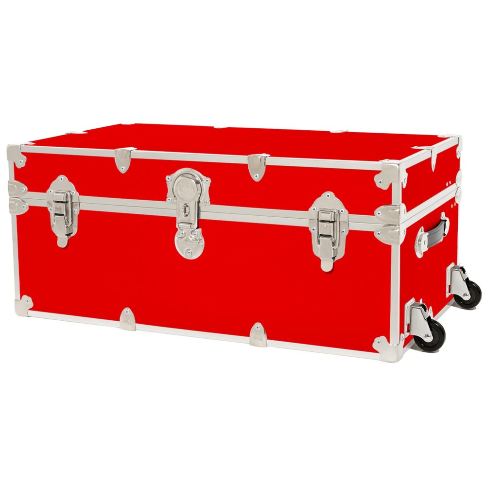 Rhino Trunk & Case Classic Camp & College Trunk with Wheels. 30"x17"x13", 1500+ lbs Capacity - Many Colors, Soft-Close Lid. Strong, USA Made Summer Camp Footlocker and Secure Dorm Storage Chest