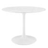 Modway Lippa 40" Mid-Century Dining Table with Round Artificial Marble Top in White view 1