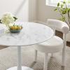 Modway Lippa 40" Mid-Century Dining Table with Round Artificial Marble Top in White view 2