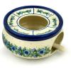 Polmedia Polish Pottery Heater with Candle Holder - Blue Bell Wreath Pattern Handmade in Boleslawiec Poland by Ceramika Artystyczna + Certificate of Authenticity view 1