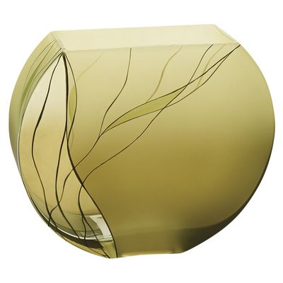 Badash Evergreen Circle Glass Vase - 9" Tall Glass Vase for Flowers, Centerpieces & Decorative Home Decor - European Mouth-Blown Glass Hand-Decorated Design