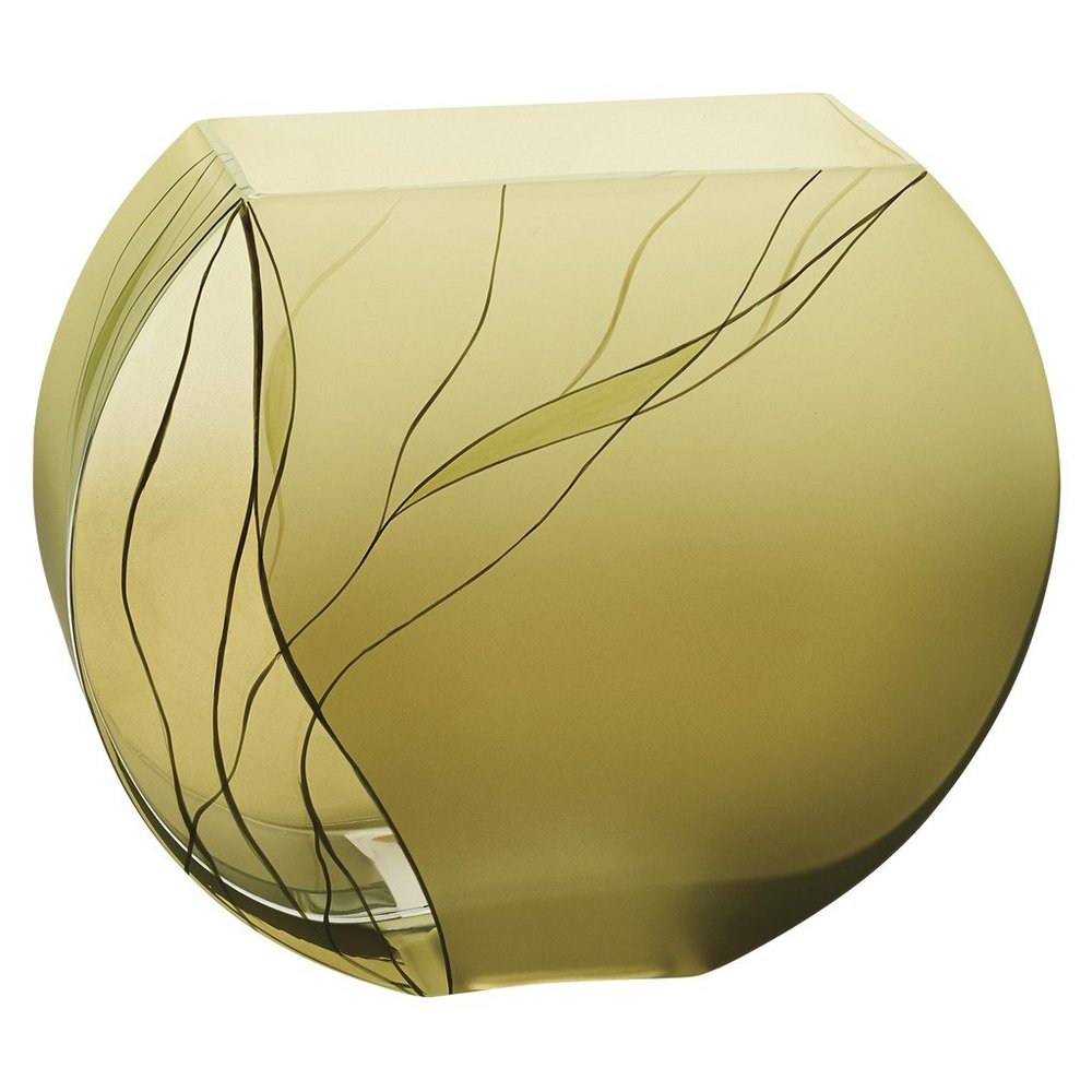 Badash Evergreen Circle Glass Vase - 9" Tall Glass Vase for Flowers, Centerpieces & Decorative Home Decor - European Mouth-Blown Glass Hand-Decorated Design