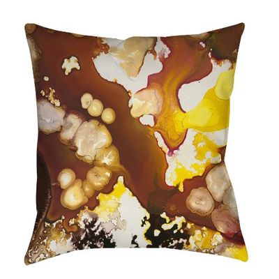Manual Woodworkers & Weavers Square Throw Pillow, 18-Inch, Geodesic Brown and Gold