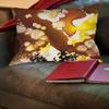 Manual Woodworkers & Weavers Square Throw Pillow, 18-Inch, Geodesic Brown and Gold view 2