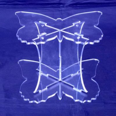 Butterfly Design Clear Acrylic Pillars Wedding & Party Cake Separators - 23cm & 20cm