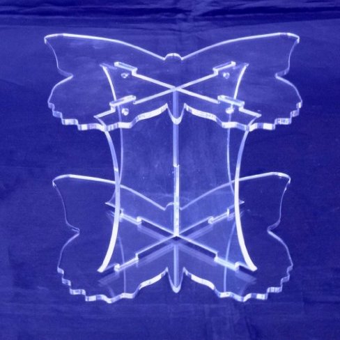 Butterfly Design Clear Acrylic Pillars Wedding & Party Cake Separators - 23cm & 20cm