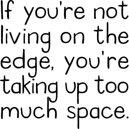 IF YOU'RE NOT LIVING ON THE EDGE, YOU'RE TAKING UP TOO MUCH SPACE. VINYL DECAL HOME DECOR