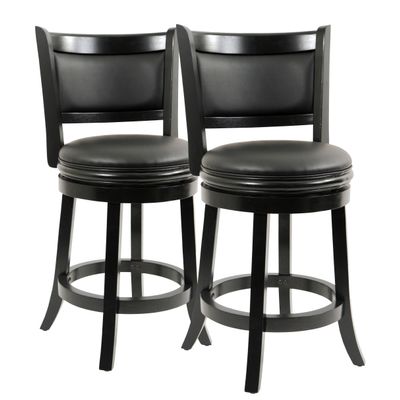 Boraam Augusta Counter Height Swivel Stool, 24-Inch, Black, 2-Pack