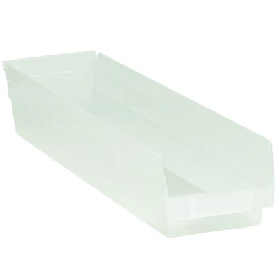 Aviditi Nestable Plastic Storage Shelf Bins, 23-5/8 x 4-1/8 x 4 Inches, Clear, Pack of 16, for Organizing Homes, Offices, Garages and Classrooms