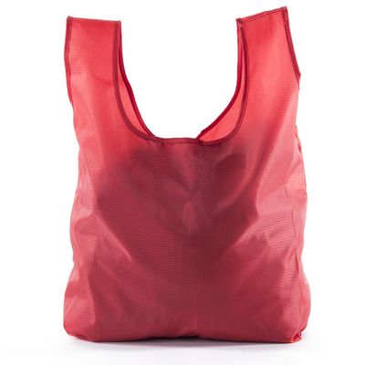 Mato & Hash Reusable Grocery Bags | Foldable w/Integrated String Pouch | Ripstop Nylon Tote - 100PK Red CA2650
