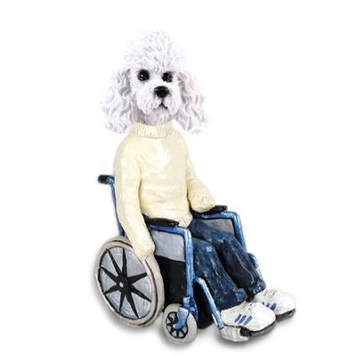 Poodle White w/Sport Cut Wheelchair Doogie Collectable Figurine