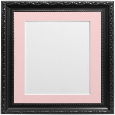 FRAMES BY POST Shabby Chic Picture Photo Frame, Plastic, Black with Pink Mount, A4 Image Size 9 x 6 Inches