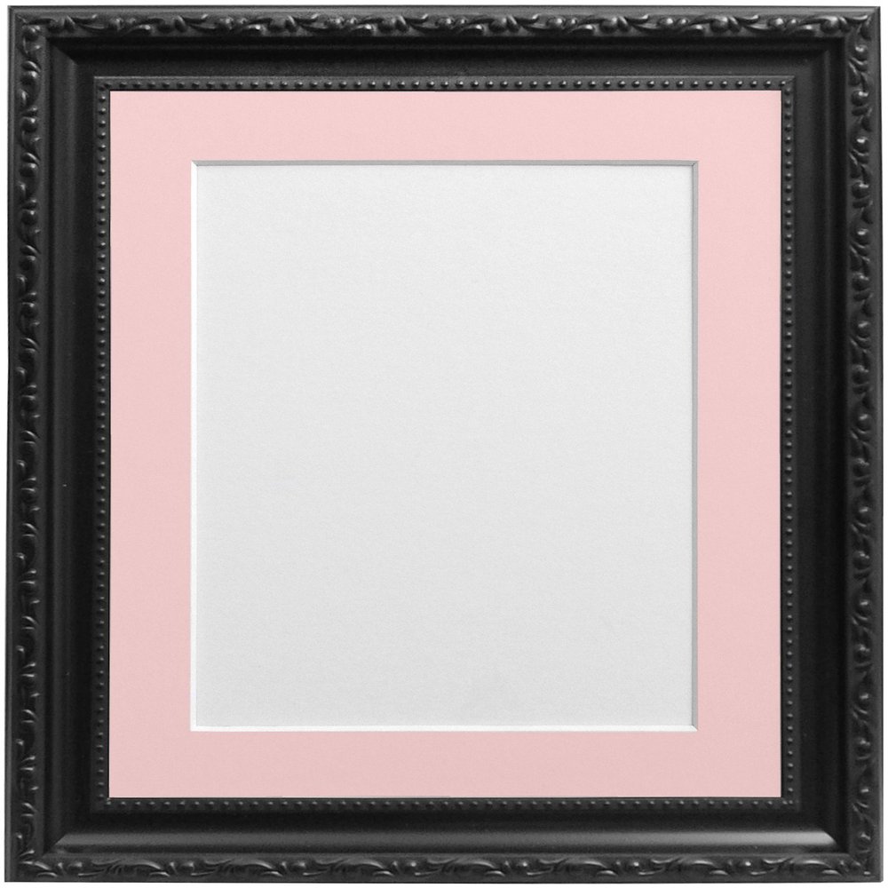 FRAMES BY POST Shabby Chic Picture Photo Frame, Plastic, Black with Pink Mount, A4 Image Size 9 x 6 Inches