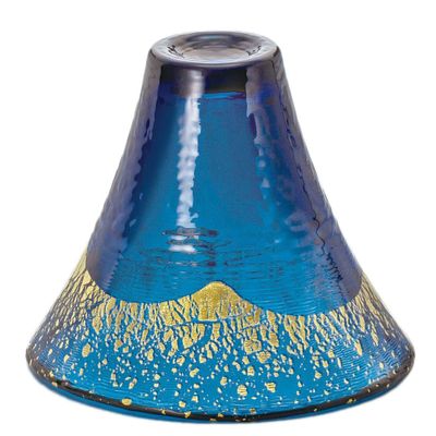 Toyo Sasaki Glass 42085G-SHB Cold Sake Glass, Blue, 2.2 fl oz (65 ml), Blessed Cup, Mt. Fuji, Gold Navy Blue, Made in Japan