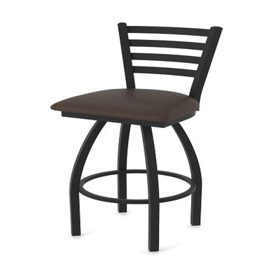 410 Jackie 30" Swivel Bar Stool with Black Wrinkle Finish and Rein Coffee Seat