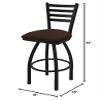 410 Jackie 30" Swivel Bar Stool with Black Wrinkle Finish and Rein Coffee Seat view 2