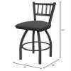 810 Contessa 30" Swivel Bar Stool with Pewter Finish and Canter Storm Seat view 2
