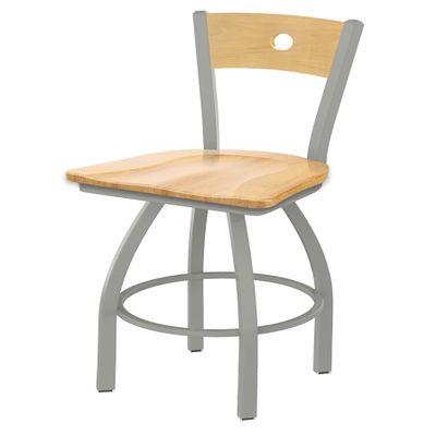 HBS 830 Voltaire 30" Swivel Counter Stool with Anodized Nickel Finish, Natural Back and Natural Maple Seat