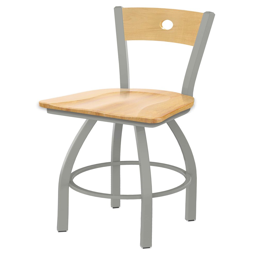 HBS 830 Voltaire 30" Swivel Counter Stool with Anodized Nickel Finish, Natural Back and Natural Maple Seat