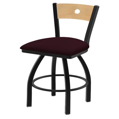 830 Voltaire 25" Swivel Counter Stool with Black Wrinkle Finish, Natural Back and Canter Bordeaux Seat