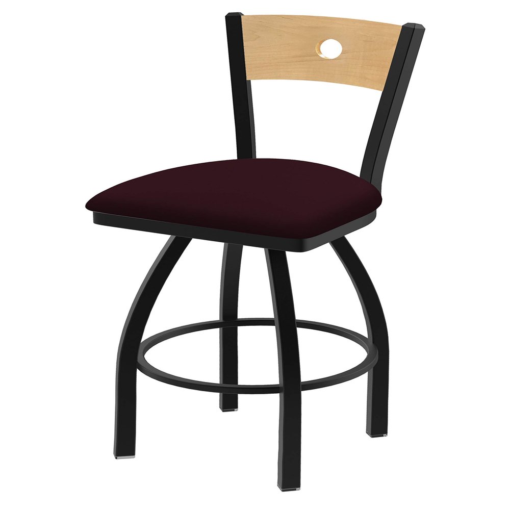 830 Voltaire 25" Swivel Counter Stool with Black Wrinkle Finish, Natural Back and Canter Bordeaux Seat