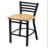 400 30" Stationary Bar Stool with Black Wrinkle Finish and Natural Oak Seat view 1