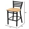 400 30" Stationary Bar Stool with Black Wrinkle Finish and Natural Oak Seat view 2