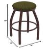 802 Misha 30" Swivel Bar Stool with Bronze Finish and Graph Parrot Seat view 2
