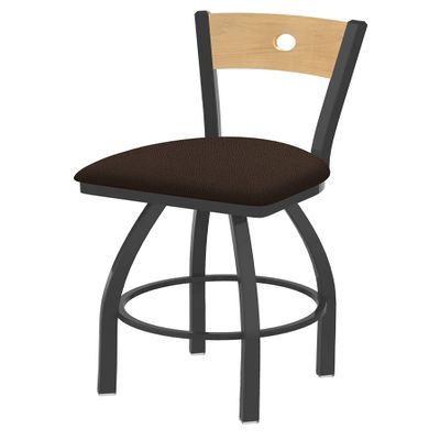 HBS 830 Voltaire 25" Swivel Counter Stool with Pewter Finish, Natural Back and Rein Coffee Seat