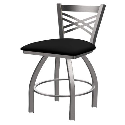 820 Catalina Stainless Steel 30" Swivel Bar Stool with Black Vinyl Seat