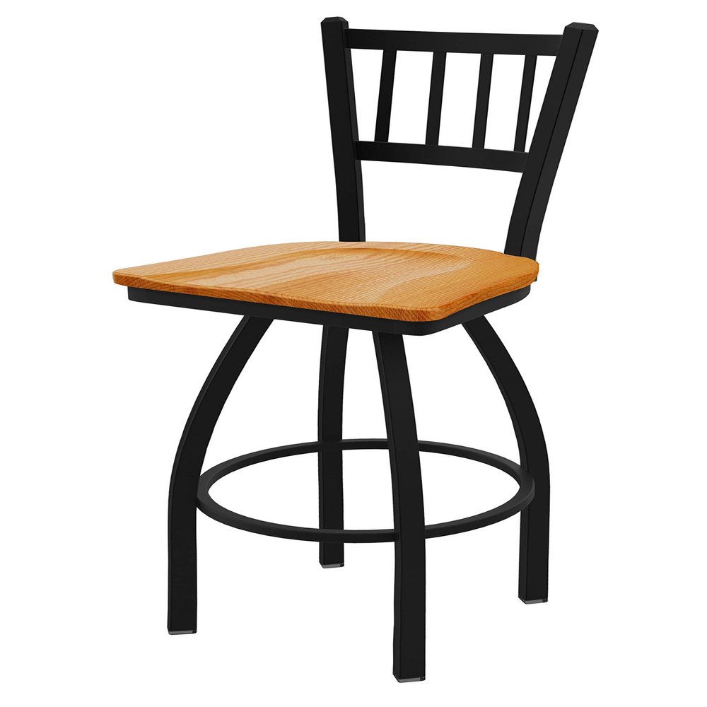 810 Contessa 36" Swivel Bar Stool with Black Wrinkle Finish and Medium Oak Seat
