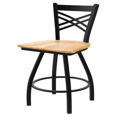 XL 820 Catalina 30" Swivel Bar Stool with Black Wrinkle Finish and Natural Maple Seat