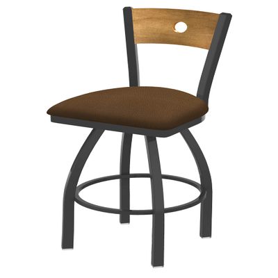 HBS 830 Voltaire 30" Swivel Counter Stool with Pewter Finish, Medium Back and Rein Thatch Seat