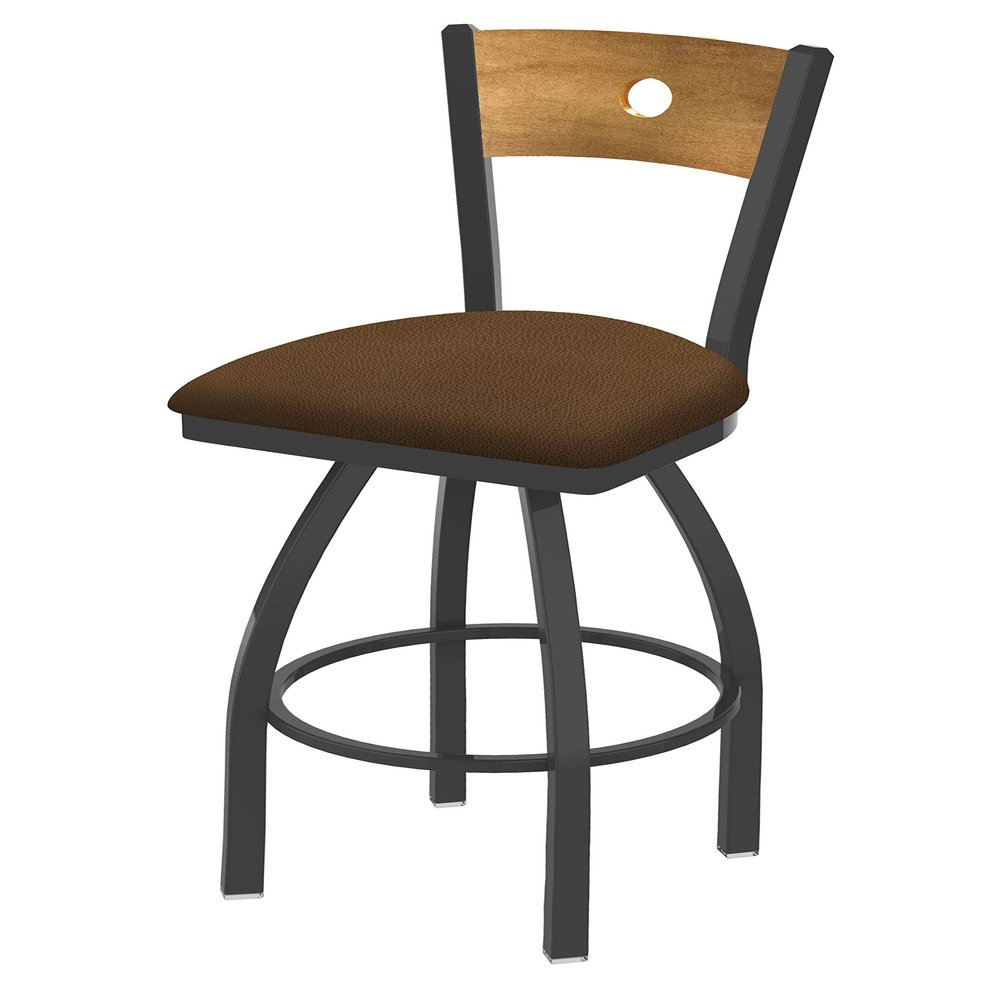 HBS 830 Voltaire 30" Swivel Counter Stool with Pewter Finish, Medium Back and Rein Thatch Seat