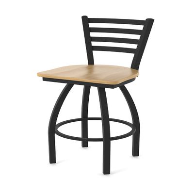 410 Jackie 30" Swivel Bar Stool with Black Wrinkle Finish and Natural Maple Seat