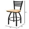 410 Jackie 30" Swivel Bar Stool with Black Wrinkle Finish and Natural Maple Seat view 2