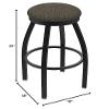 802 Misha 25" Swivel Counter Stool with Black Wrinkle Finish and Graph Chalice Seat view 2