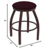 802 Misha 30" Swivel Bar Stool with Bronze Finish and Canter Bordeaux Seat view 2