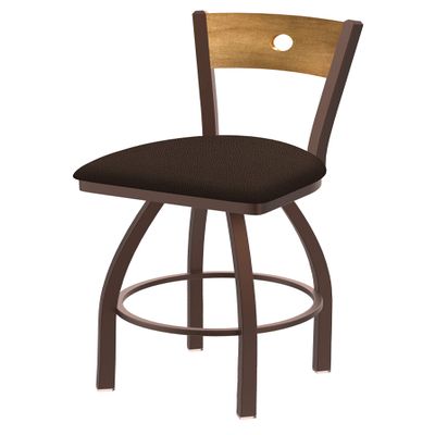 830 Voltaire 25" Swivel Counter Stool with Bronze Finish, Medium Back and Rein Coffee Seat