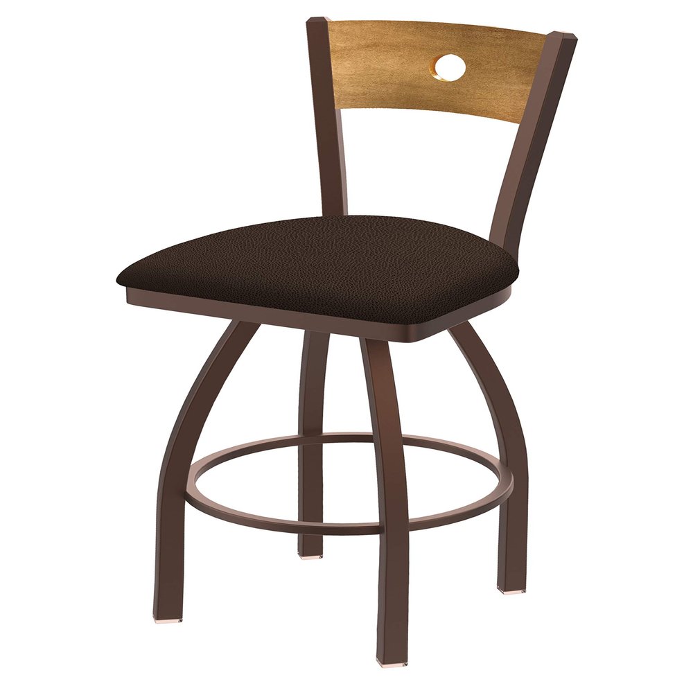 830 Voltaire 25" Swivel Counter Stool with Bronze Finish, Medium Back and Rein Coffee Seat