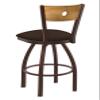 830 Voltaire 25" Swivel Counter Stool with Bronze Finish, Medium Back and Rein Coffee Seat view 3
