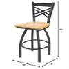 HBS 820 Catalina 30" Swivel Bar Stool with Pewter Finish and Natural Maple Seat view 2