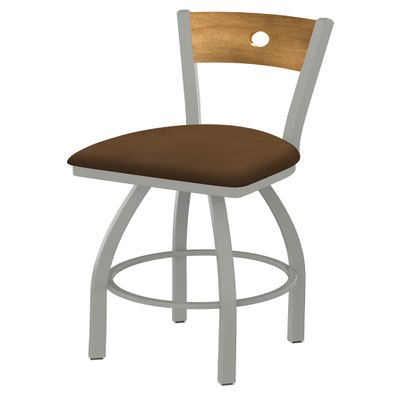 830 Voltaire 30" Swivel Counter Stool with Anodized Nickel Finish, Medium Back and Rein Thatch Seat